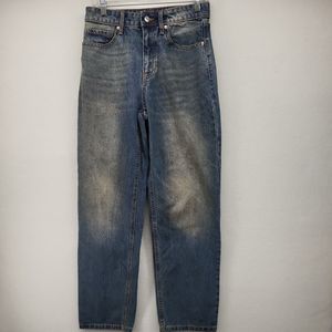 WILD FABLE Women's Jeans Blue 2 Cotton Denim Straight Paperbag High Waist Casual